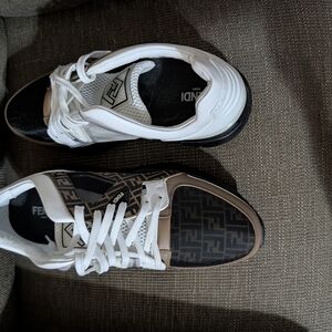 Fendi Men's Brown and White Sneakers